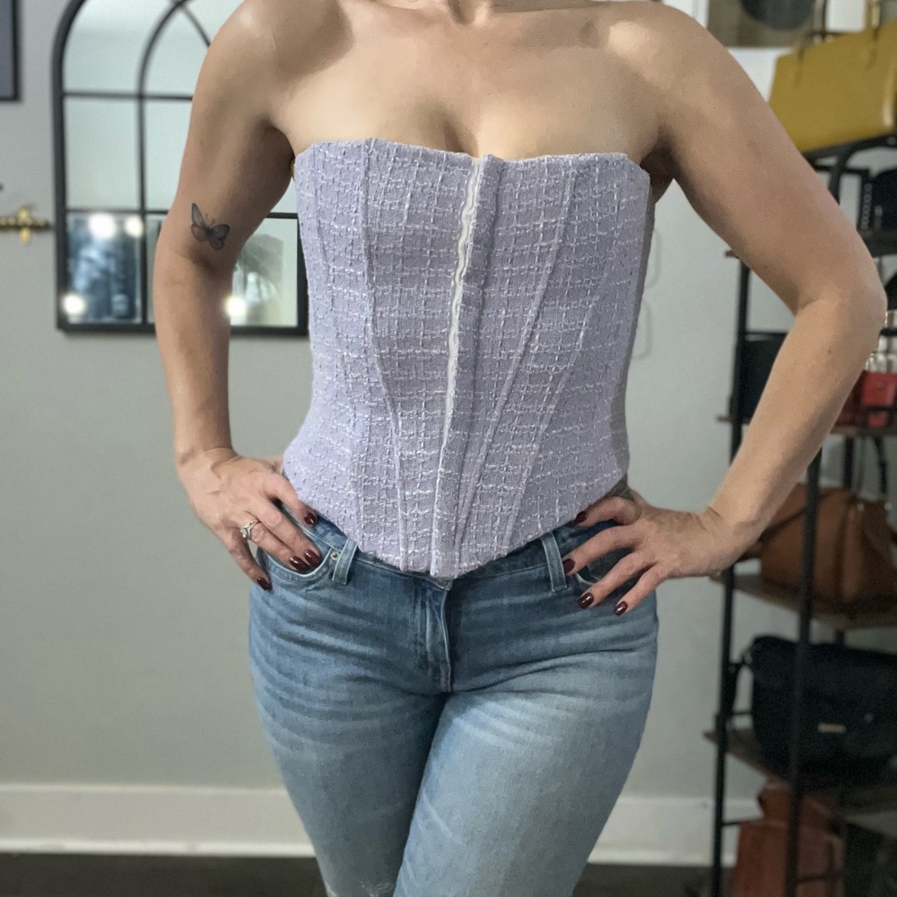Zara Lilac Tweed Corset top